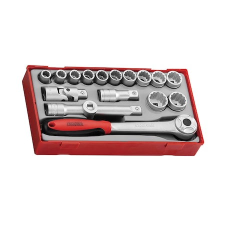 Teng Tools TT1218 - 17 Piece 1/2" Drive 12 Point Socket Set TT1218